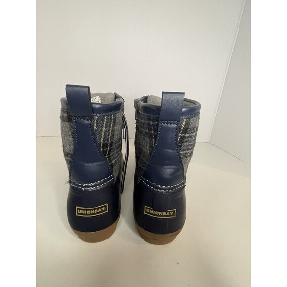 UNIONBAY  Duck Boots Size 10 Navy Plaid Rubber Sole - Picture 3 of 5